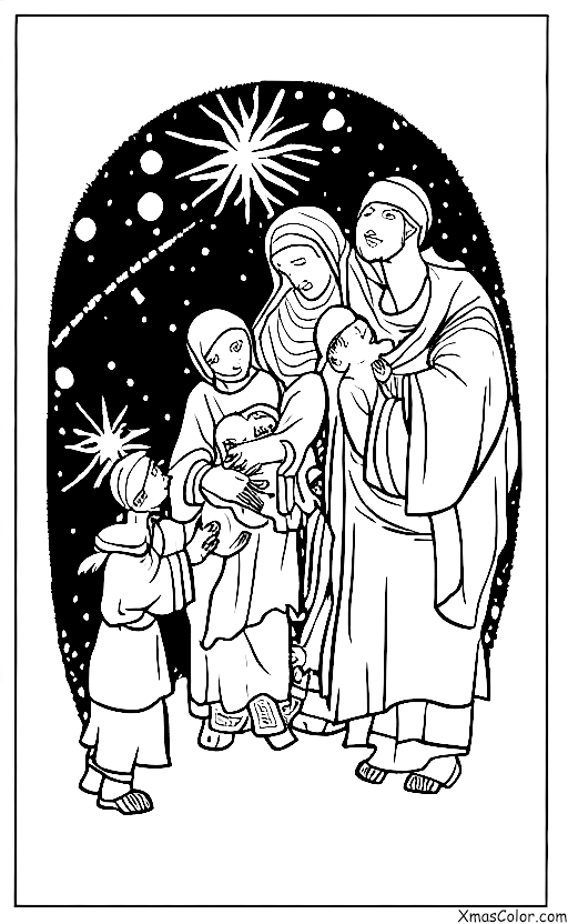 Christmas / Baby Jesus: The Shepherds visiting Baby Jesus in the stable