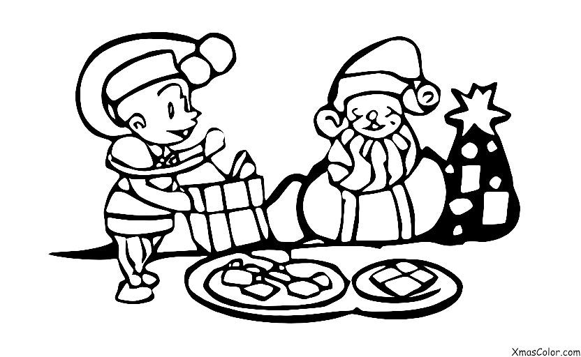 Christmas / Children: A child leaving a plate of cookies and milk out for Santa