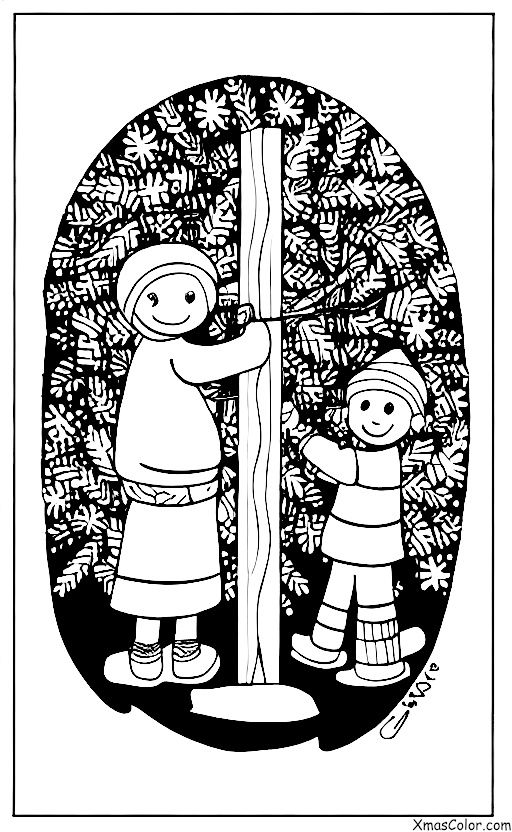 Christmas / Choosing and Cutting Down a Christmas Tree: A family is cutting down their Christmas Tree