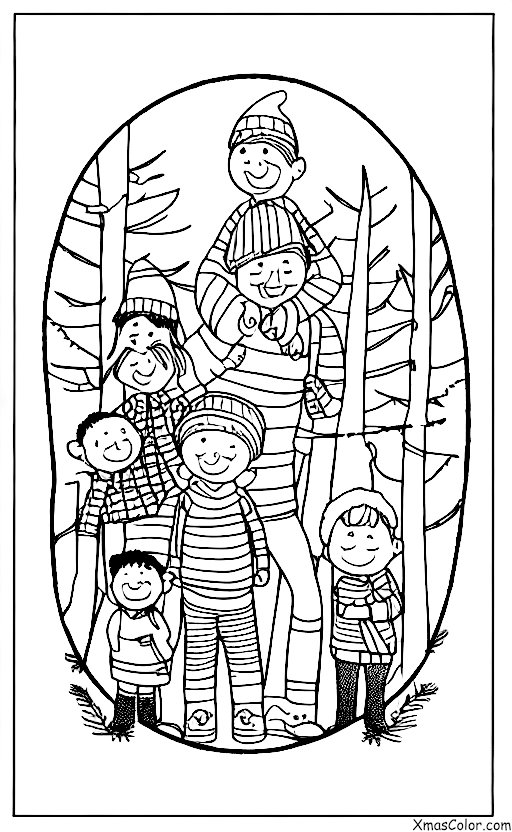 Christmas / Choosing and Cutting Down a Christmas Tree: A family is walking through a forest to find the perfect Christmas Tree
