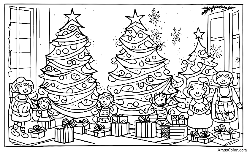 Christmas / Choosing and Cutting Down a Christmas Tree: The family is admire the Christmas tree