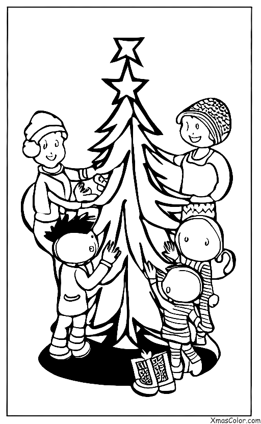 Christmas / Choosing and Cutting Down a Christmas Tree: The family is decorating the Christmas tree