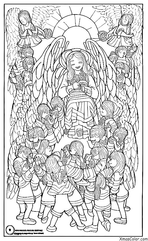 Christmas / Christmas Angels: An angel surrounded by a group of children
