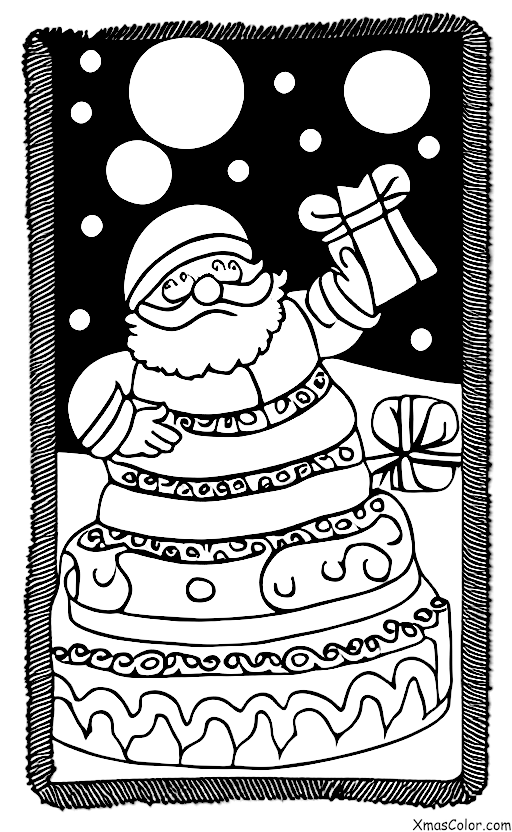 Christmas / Christmas cake: A square shaped Christmas cake with a Santa face on it