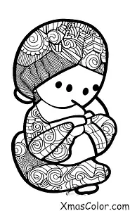 Christmas / Christmas Cards: A child coloring a Christmas card