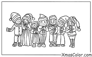 Christmas / Christmas carolers: Christmas carolers standing in front of a door