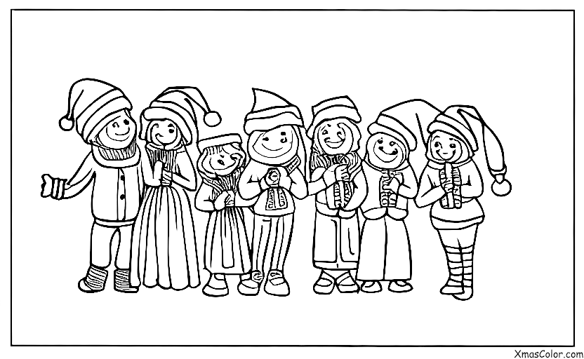 Christmas / Christmas carolers: Christmas carolers standing in front of a door