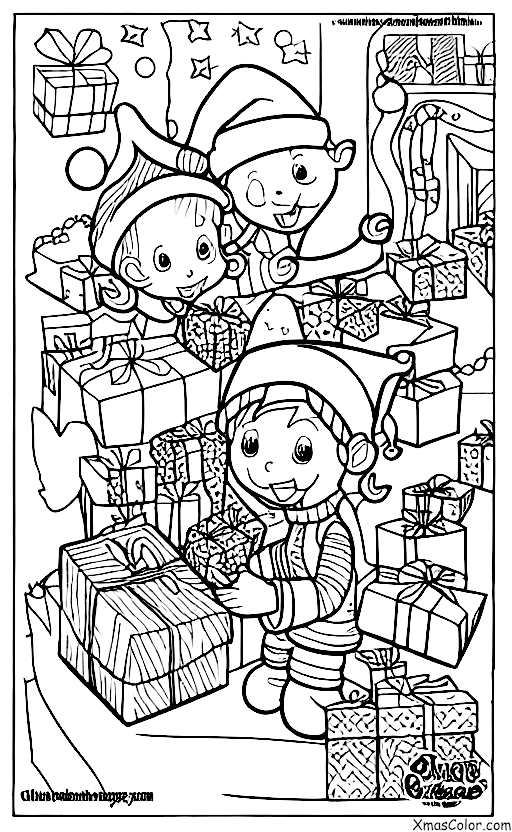 Christmas / Christmas Elf: Christmas Elf wrapping presents