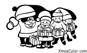 Christmas / Christmas Eve: Santa delivering presents to all the children