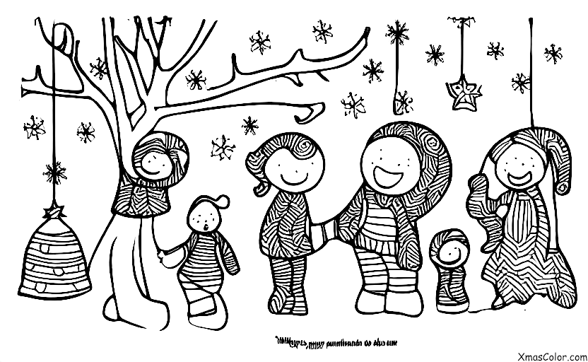 Christmas / Christmas in Africa: A family decorating their Christmas tree with hand-made ornaments