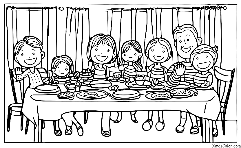 Christmas / Christmas in America: A family gathered around the dinner table