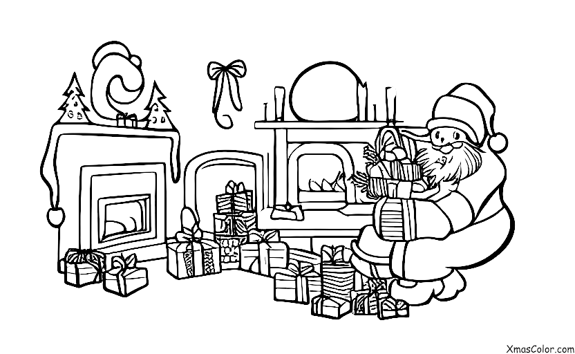 Christmas / Christmas in South America: Santa Claus coming down the chimney