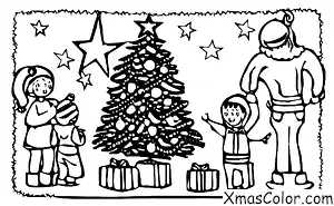 Christmas / Christmas in the country: A family decorating their Christmas tree