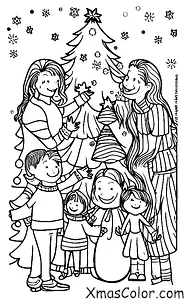 Christmas / Christmas in the country: A family gathered around the Christmas tree