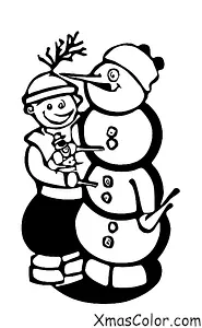 Christmas / Christmas in the country: A father and son building a snowman