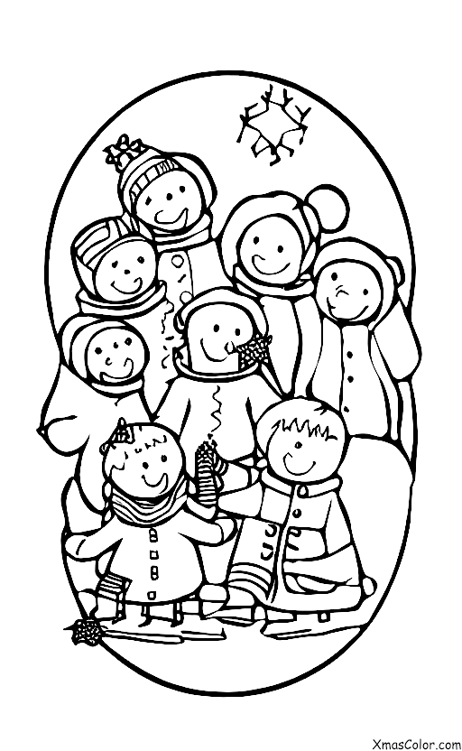 Christmas / Christmas in the country: A group of children playing in the snow