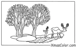Christmas / Christmas in the mountains: A couple of deer walking through the forest