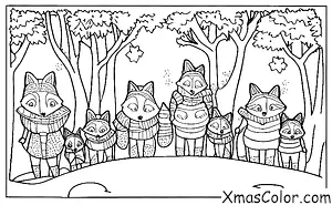 Christmas / Christmas in the mountains: A family of foxes enjoying the winter scenery