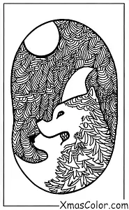 Christmas / Christmas in the mountains: A family of wolves howling at the moon