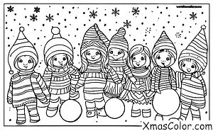 Christmas / Christmas in the mountains: A group of friends playing in the snow