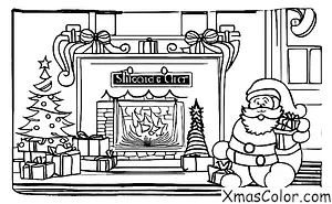 Christmas / Christmas in the past: Santa Claus coming down the chimney