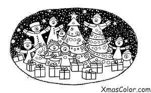 Christmas / Christmas in the suburbs: A group of friends gathered around a Christmas tree, smiling and enjoying each other's company
