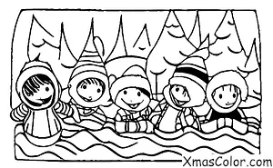 Christmas / Christmas in the suburbs: Kids are sledding down a hill