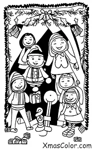 Christmas / Christmas music: Children caroling around the Christmas tree