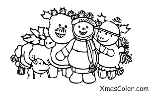 Christmas / Christmas on a farm: The animals are playing in the snow