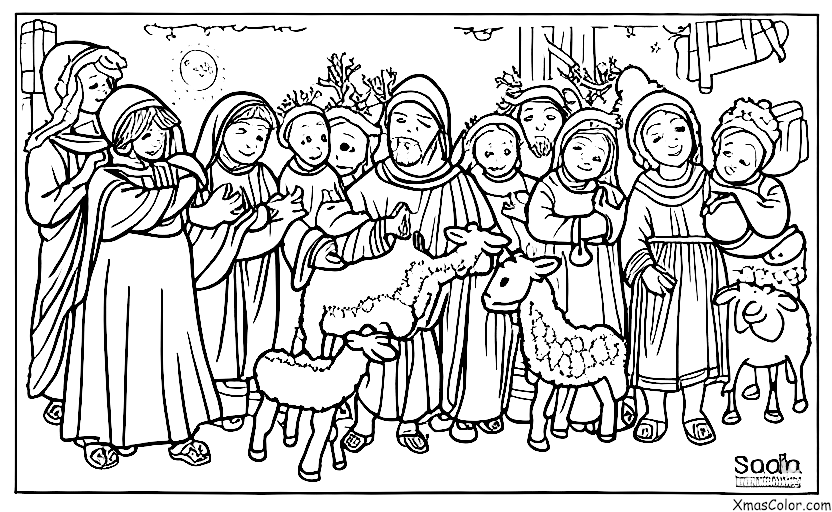 Christmas / Christmas Pageants: The shepherds coming to see the baby Jesus