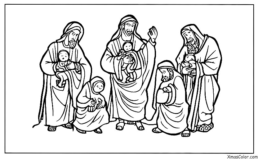 Christmas / Christmas Pageants: The Three Wise Men bringing gifts to the Baby Jesus