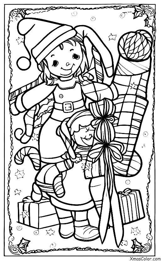 Christmas / Christmas Stockings: Christmas Stocking with an elf