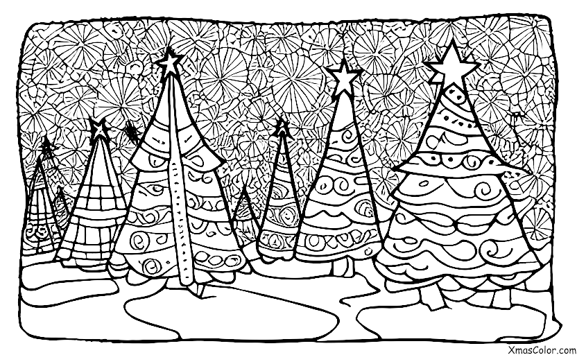 Christmas / Christmas Trees: A Christmas tree in the middle of a snowing forest