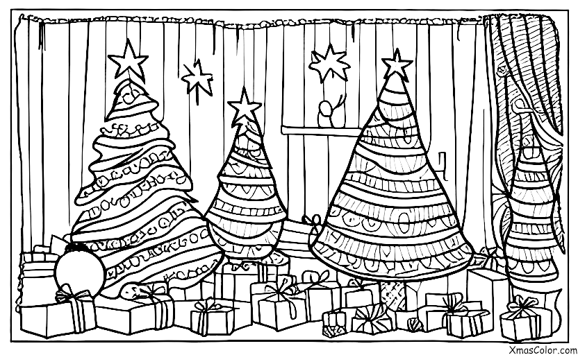 Christmas / Christmas Trees: A small Christmas tree in a child's bedroom