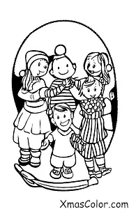 Christmas / Christmas Trees: Children are playing around the Christmas Tree