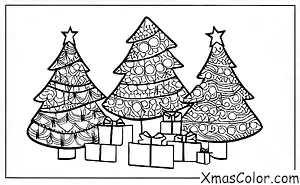 Christmas / Christmas Trees: Christmas trees decorated with colorful lights and ornaments