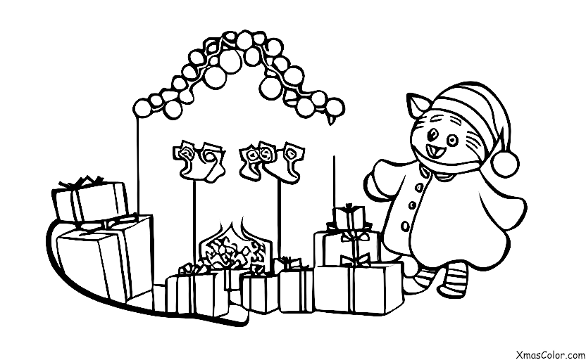 Christmas / Christmas with animals: A cat playing with a Christmas tree