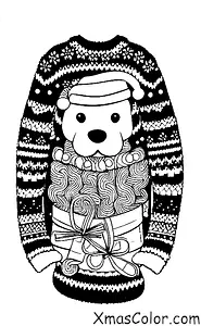 Christmas / Christmas with animals: A dog in a Christmas sweater licking a candy cane