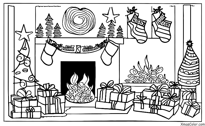 Christmas / Christmas with animals: A dog sleeping by the fireplace