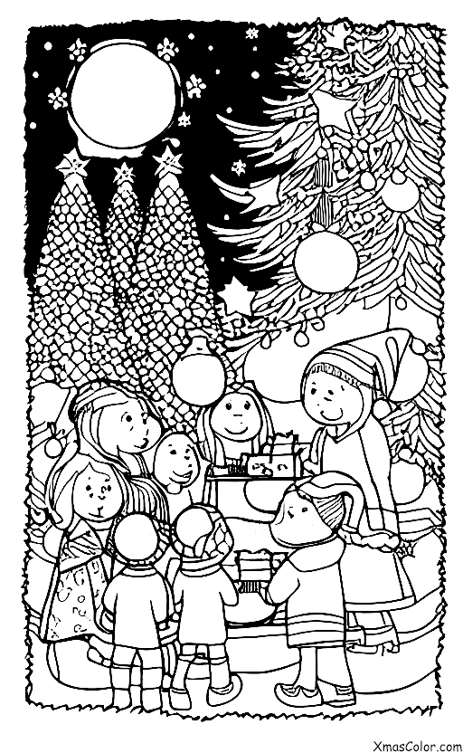 Christmas / Comet: A comet illuminating a Christmas scene