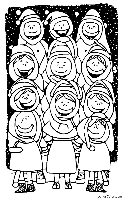 Christmas / Dancer: A group of carolers singing and dancing