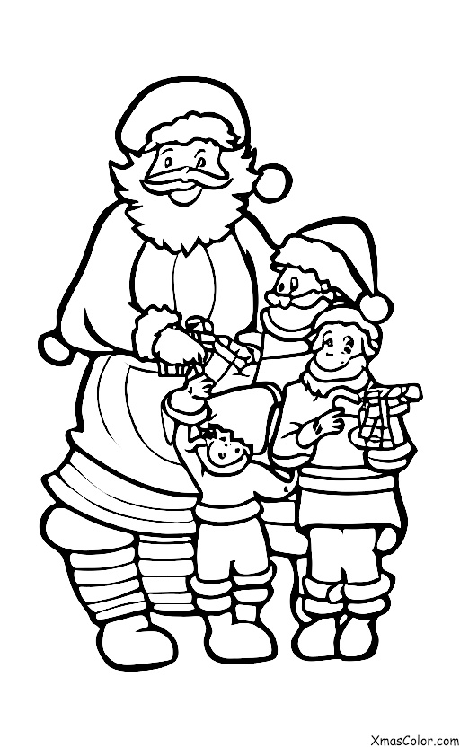 Christmas / Deck the Halls: Santa and his elves decorating the Christmas tree
