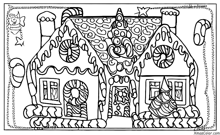 Christmas / Decorating Gingerbread Houses: A gingerbread house with a Christmas tree