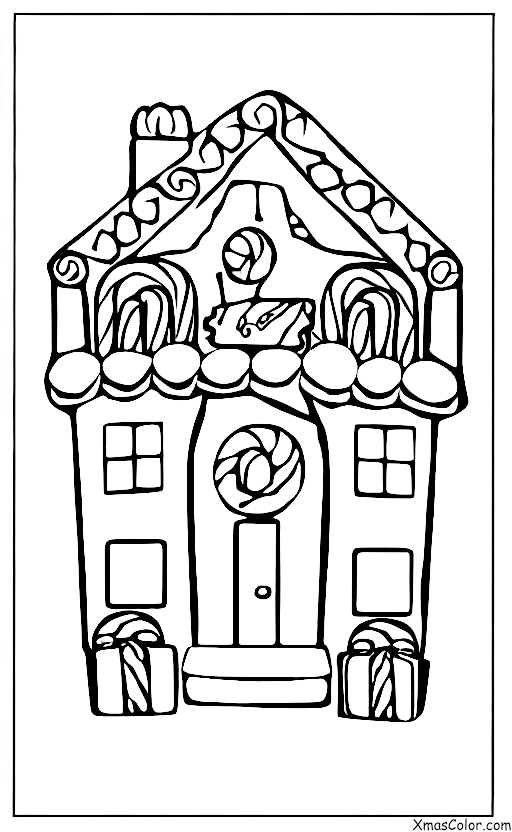 Christmas / Decorating Gingerbread Houses: Decorating a gingerbread house with icing and candy