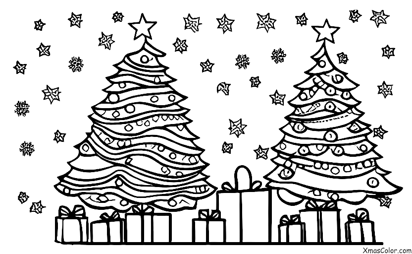 Christmas / Different ways to decorate a Christmas tree: A Christmas tree decorated with ornaments and garland