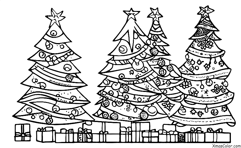 Christmas / Different ways to decorate a Christmas tree: A Christmas tree decorated with ornaments