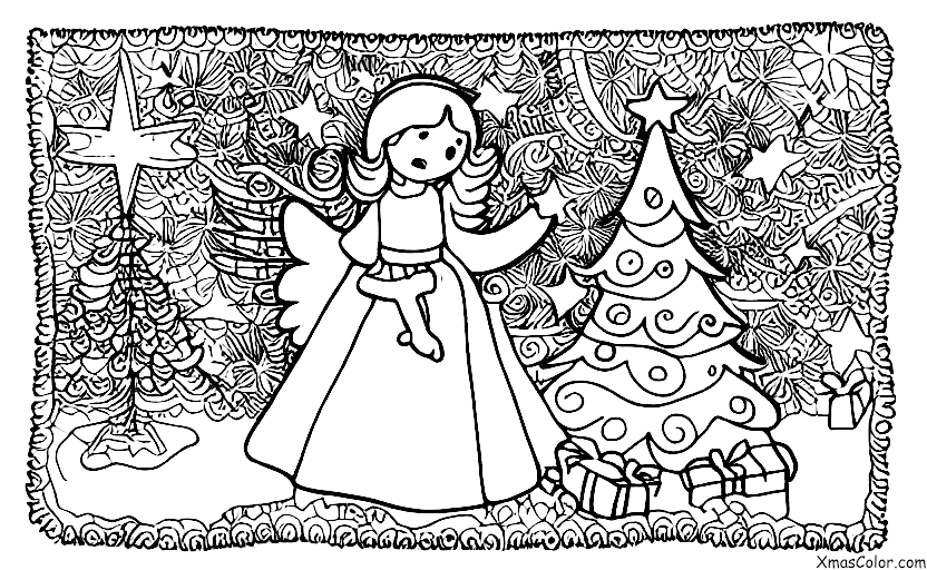 Christmas / Different ways to decorate a Christmas tree: A Christmas tree with an angel on top