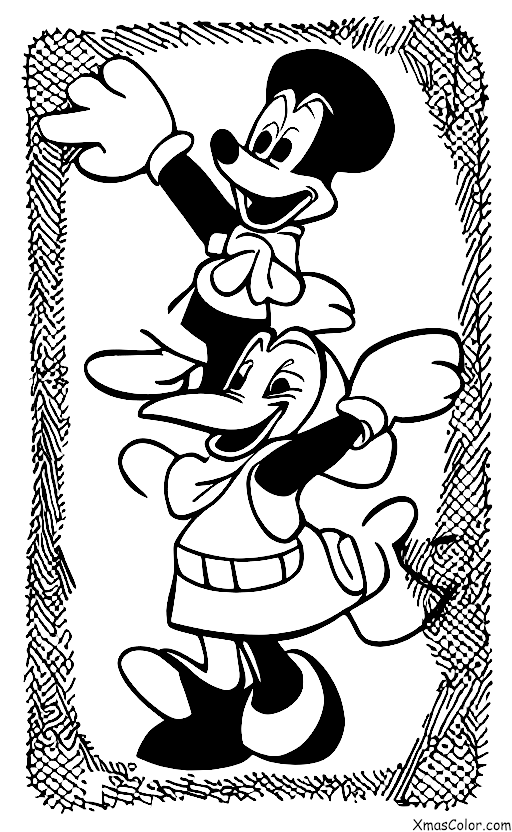 Christmas / Disney Christmas: Donald Duck skating on the frozen pond