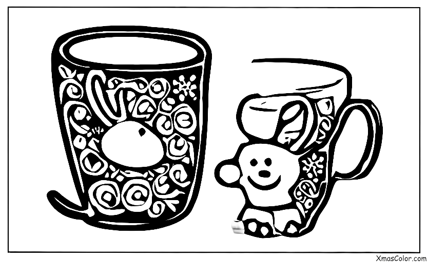 Christmas / Eggnog: A mug of eggnog with a reindeer