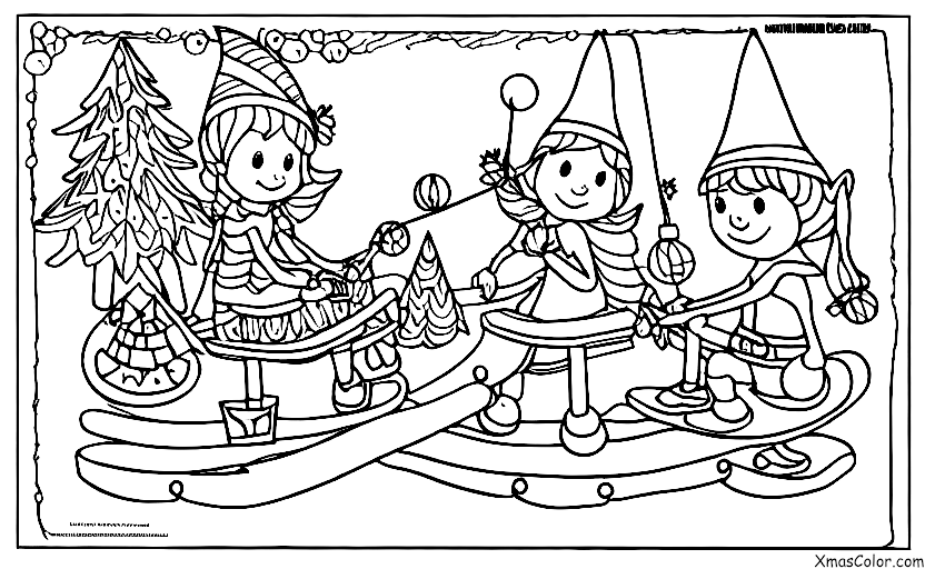 Christmas / Elves: An elf on a seesaw